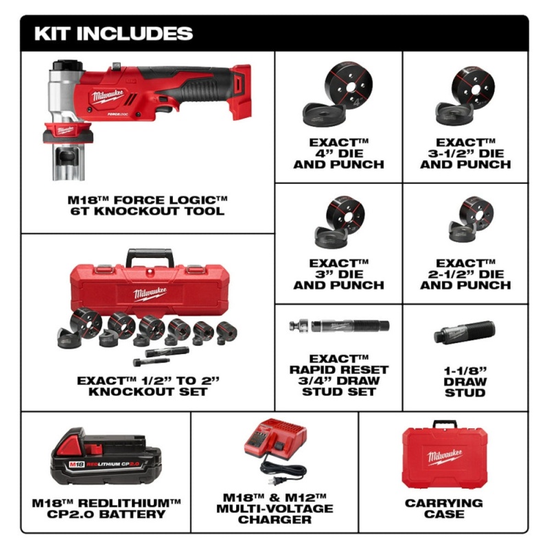 Milwaukee 2677-23PO M18 FORCE 18V LOGIC 6T Knockout Tool 1/2" - 4" Kit w/Packout - Image 4