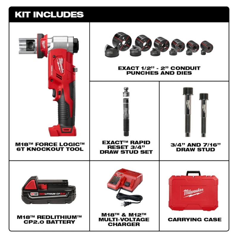 Milwaukee 2677-81 M18 18V FORCE LOGIC 6T Knockout Tool Kit - Recon - Image 2