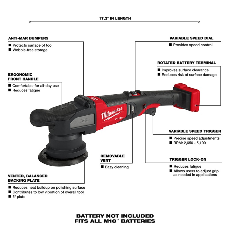 Milwaukee 2684-80 M18 FUEL 18V 15mm RANDOM ORBITAL POLISHER - Reconditioned - Image 3