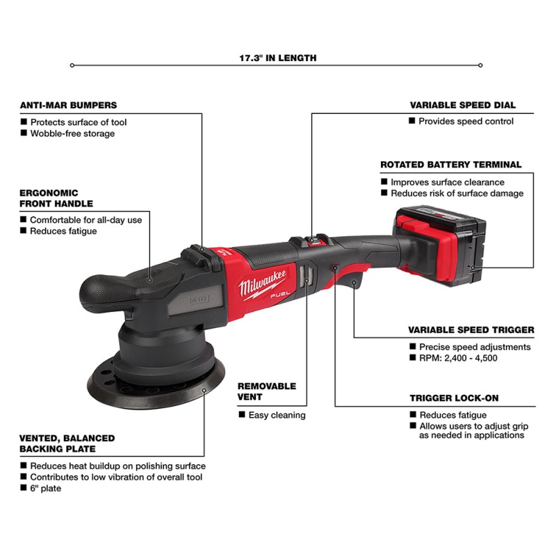 Milwaukee 2685-22HD M18 FUEL 18V 21mm Random Orbital Polisher Kit - Image 4