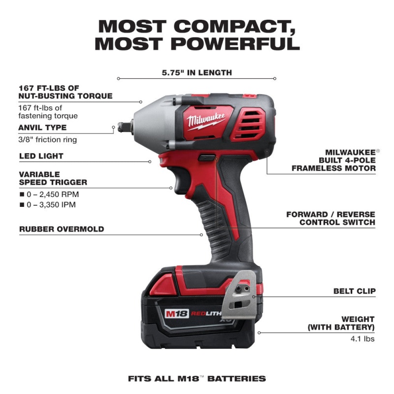 Milwaukee 2696-23 M18 18V Cordless Power Lithium-Ion 3-Tool Combo Kit - Image 4