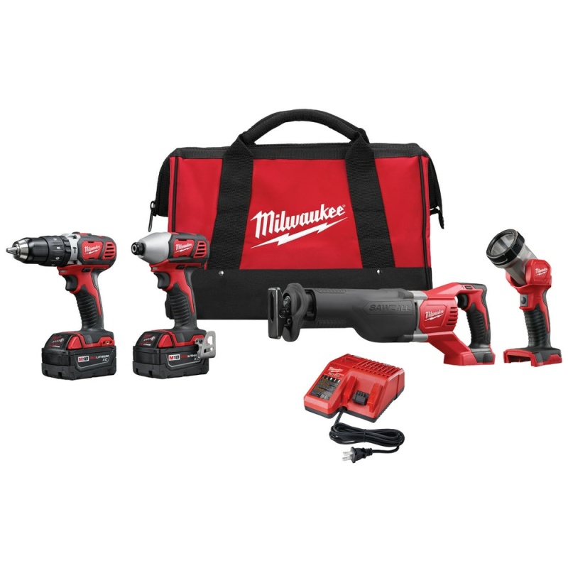 Milwaukee 2696-24 M18 18V Cordless Power Lithium-Ion 4-Tool Combo Kit