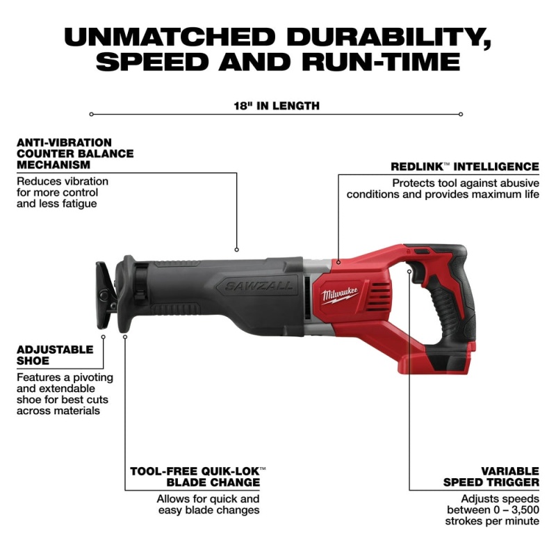 Milwaukee 2696-24 M18 18V Cordless Power Lithium-Ion 4-Tool Combo Kit - Image 5