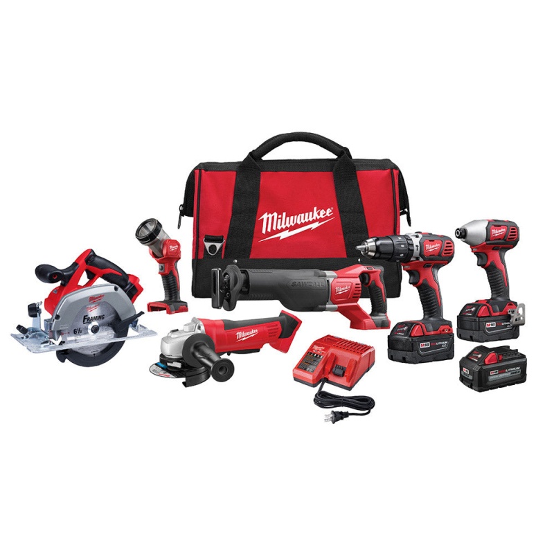 Milwaukee 2696-26B M18 18V Cordless Li-Ion 6 Tool Combo Kit w/ 6.0 AH Battery