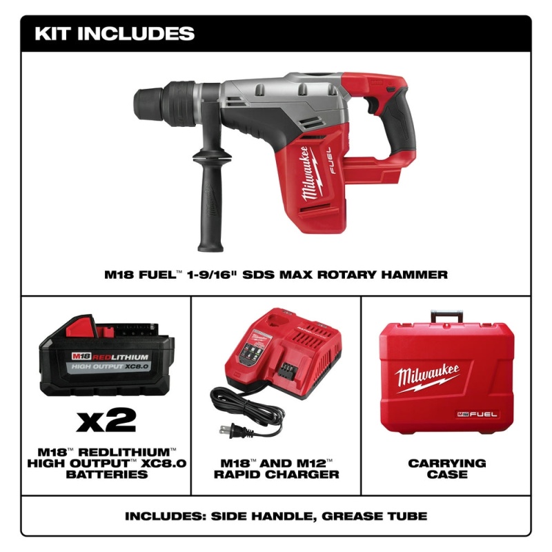 Milwaukee 2717-22HD M18 FUEL 18V 1-9/16-Inch SDS Max Hammer Drill Kit - Image 2