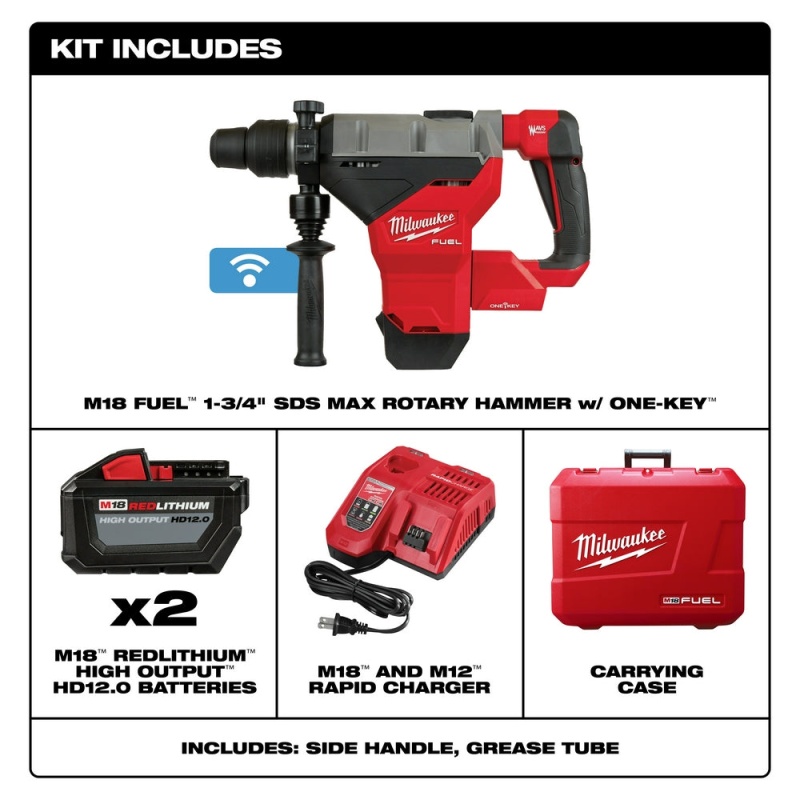 Milwaukee 2718-22HD M18 FUEL 18V 1-3/4 Inch SDS MAX Rotary Hammer ONE KEY Kit - Image 2