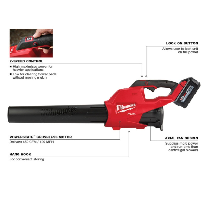 Milwaukee 2724-21HD M18 FUEL 18V 450-CFM 120-Mph Leaf Blower Kit - Image 4