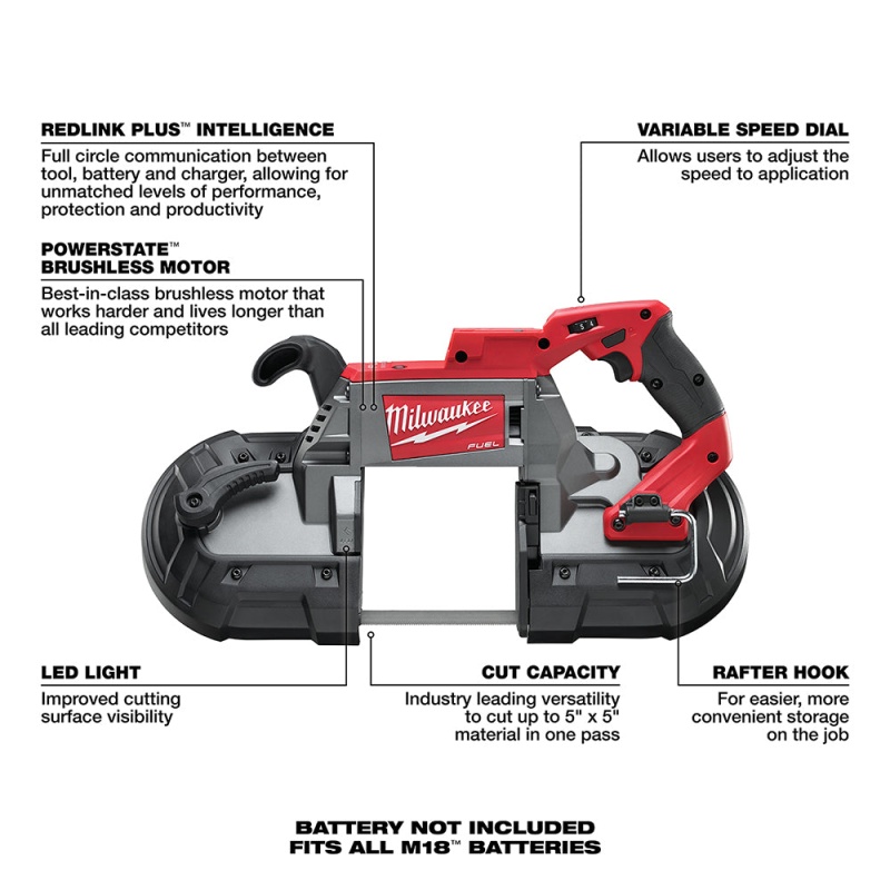 Milwaukee 2729-20-20 M18 FUEL 18V Deep Cut Band Saw w/ M18 Fuel Grinder - Image 6