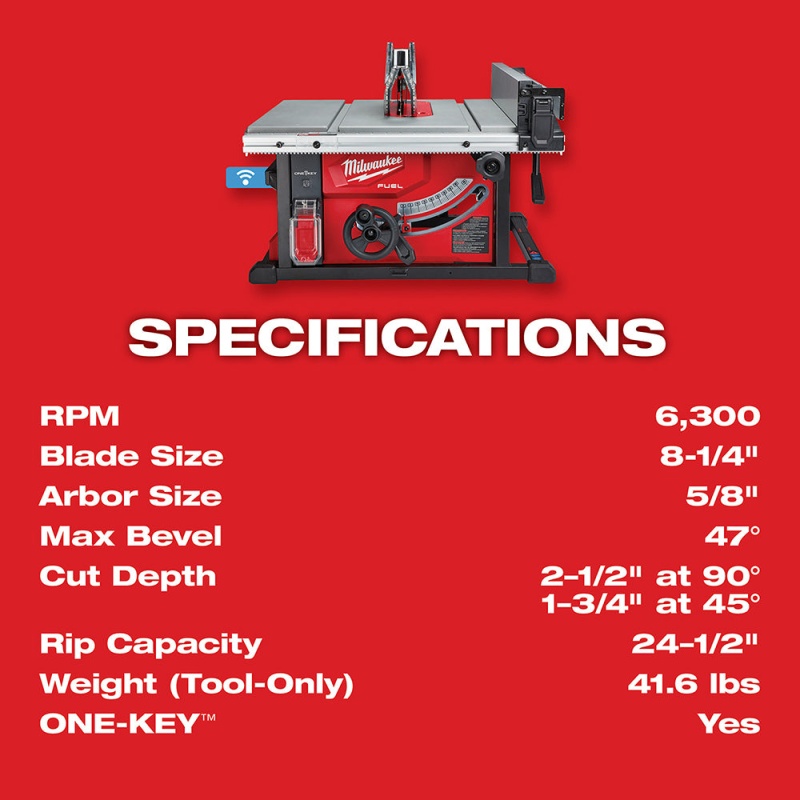 Milwaukee 2736-20 M18 FUEL 18V 8-1/4-Inch One-Key Cordless Table Saw - Bare Tool - Image 8