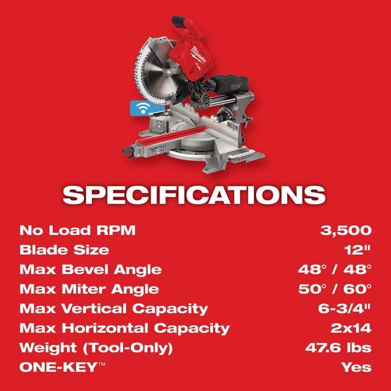 Milwaukee 2739-20 M18 FUEL 18V 12" Dual Bevel Slide Compound Miter Saw-Bare Tool - Image 8