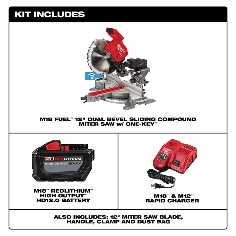 Milwaukee 2739-21HD M18 FUEL 18V 12" Dual Bevel Sliding Compound Miter Saw Kit - Image 2