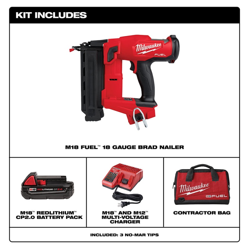 Milwaukee 2746-21Ct M18 FUEL 18V 18 Gauge Brad Nailer Kit - Image 3