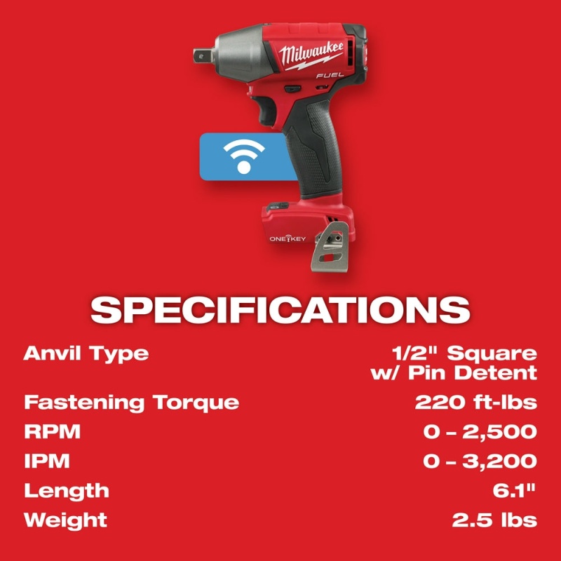 Milwaukee 2759-80 M18 FUEL 18V 1/2" Compact Impact Wrench Kit - Bare Tool -Recon - Image 8