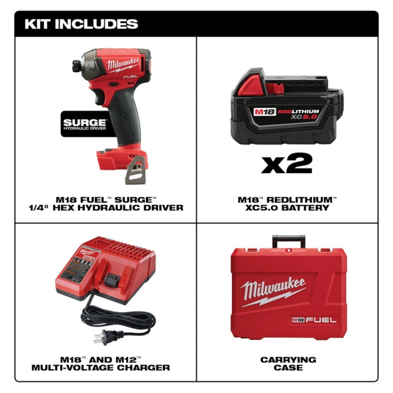 Milwaukee 2760-22 M18 FUEL 18V 1/4 in. Hex Hydraulic Impact Driver Tool Kit - Image 2