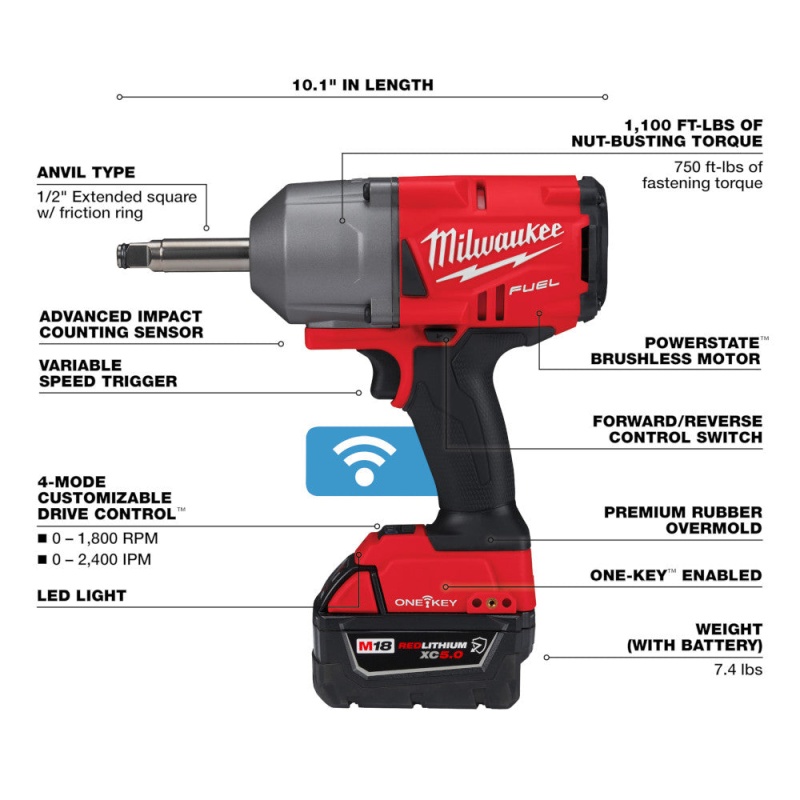 Milwaukee 2769-22R M18 FUEL 18V 1/2" ONE-KEY Controlled Torque Impact Wrench Kit - Image 8