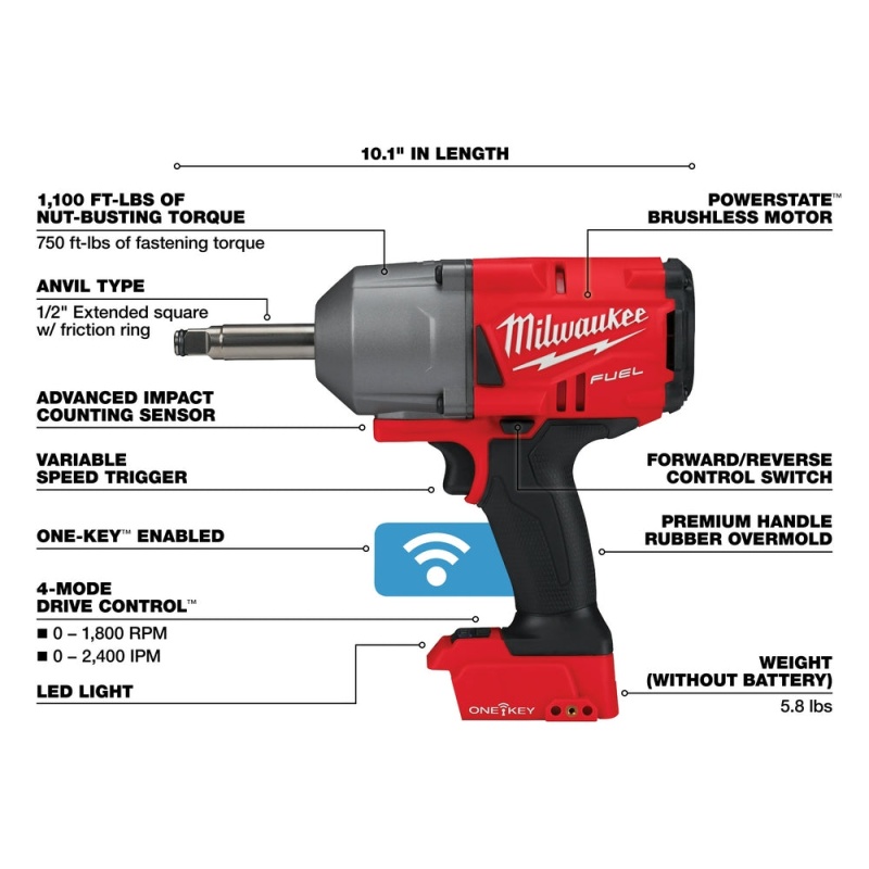 Milwaukee 2769-80 M18 FUEL 18V 1/2" Anvil Impact Wrench - Recon - Bare Tool - Image 4