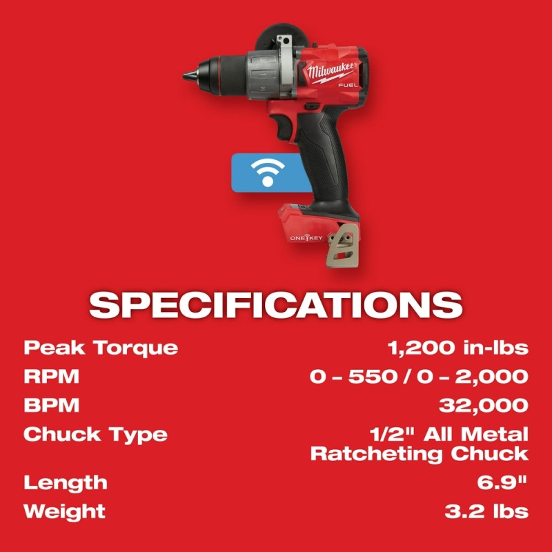 Milwaukee 2806-80 M18 FUEL 18V 1/2" Cordless Hammer Drill - Bare Tool - Recon - Image 7