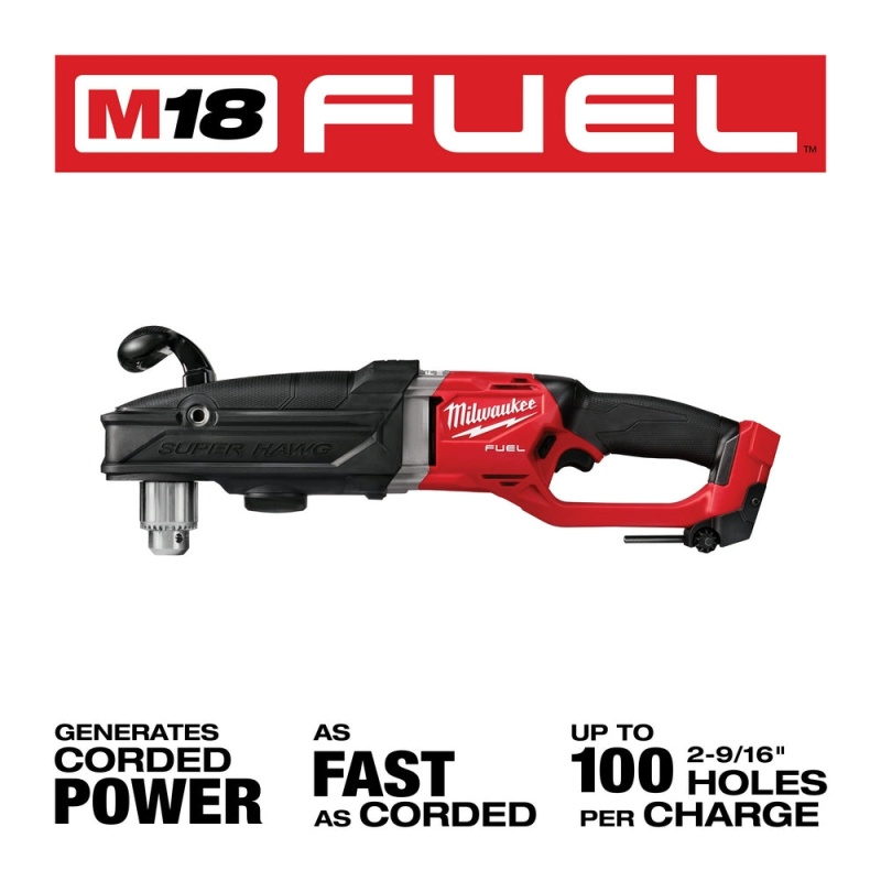 Milwaukee 2809-20 M18 FUEL 18V 1/2 Inch Super Hawg Right Angle Drill - Bare Tool - Image 3