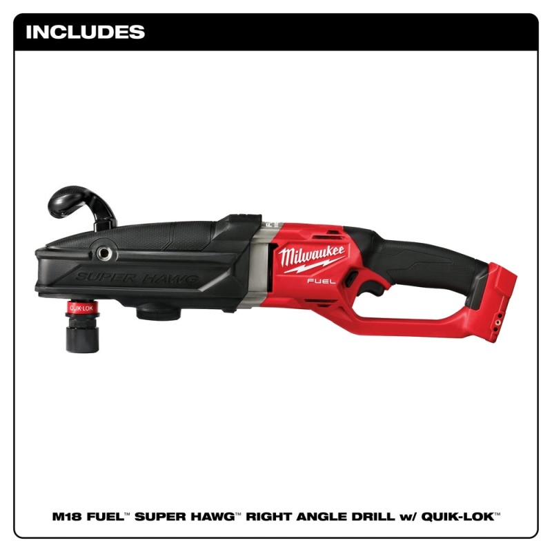 Milwaukee 2811-20 M18 FUEL 18V Super Hawg Right Angle Drill Quik-Lok - Bare Tool - Image 2