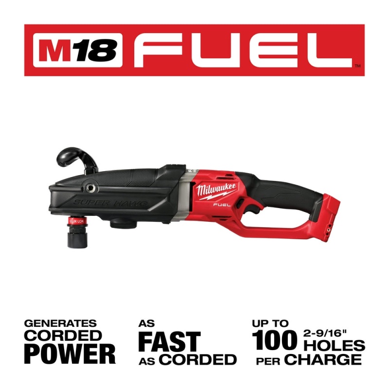 Milwaukee 2811-20 M18 FUEL 18V Super Hawg Right Angle Drill Quik-Lok - Bare Tool - Image 3