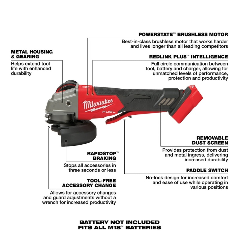 Milwaukee 2821-21FR M18 FUEL 18V Cordless Li-Ion SAWZALL / Grinder Combo Kit - Image 12