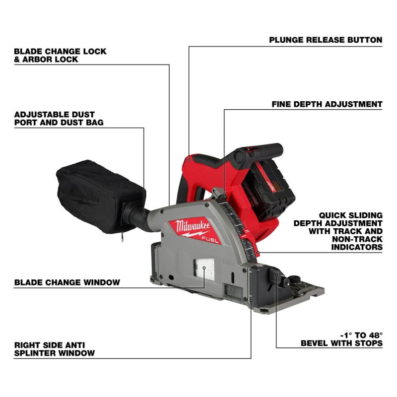 Milwaukee 2831-21TB M18 FUEL 18V Track Saw Kit w/ 55" Track Saw Guide and Blade - Image 6