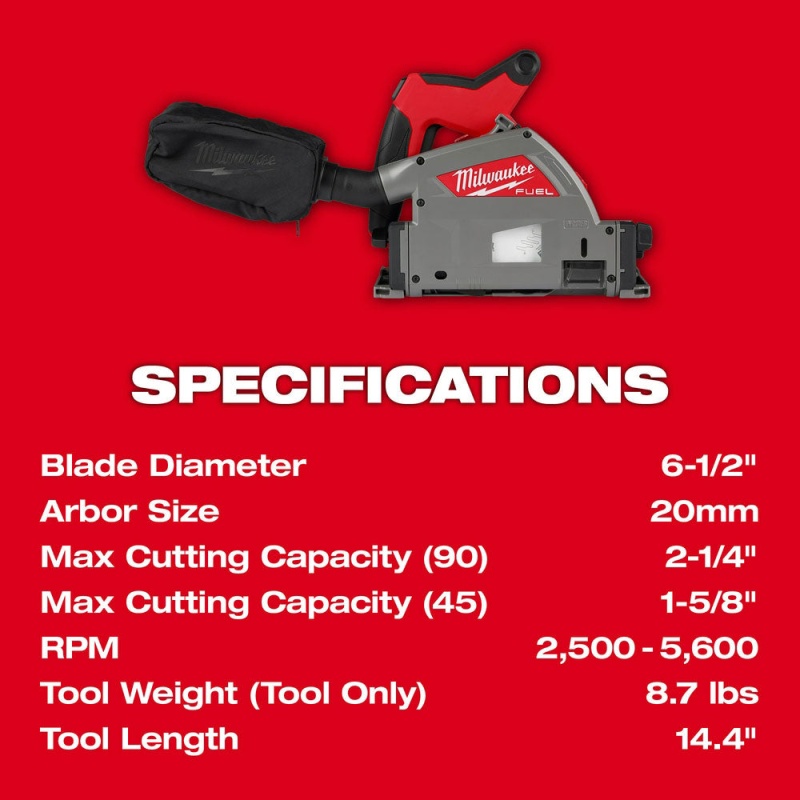 Milwaukee 2831-21TB M18 FUEL 18V Track Saw Kit w/ 55" Track Saw Guide and Blade - Image 7