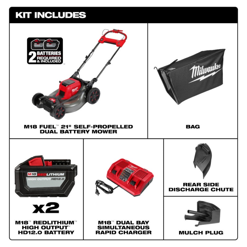 Milwaukee 2823-22HD M18 FUEL 21" Self-Propelled Cordless Lawnmower Mower Kit - Image 3