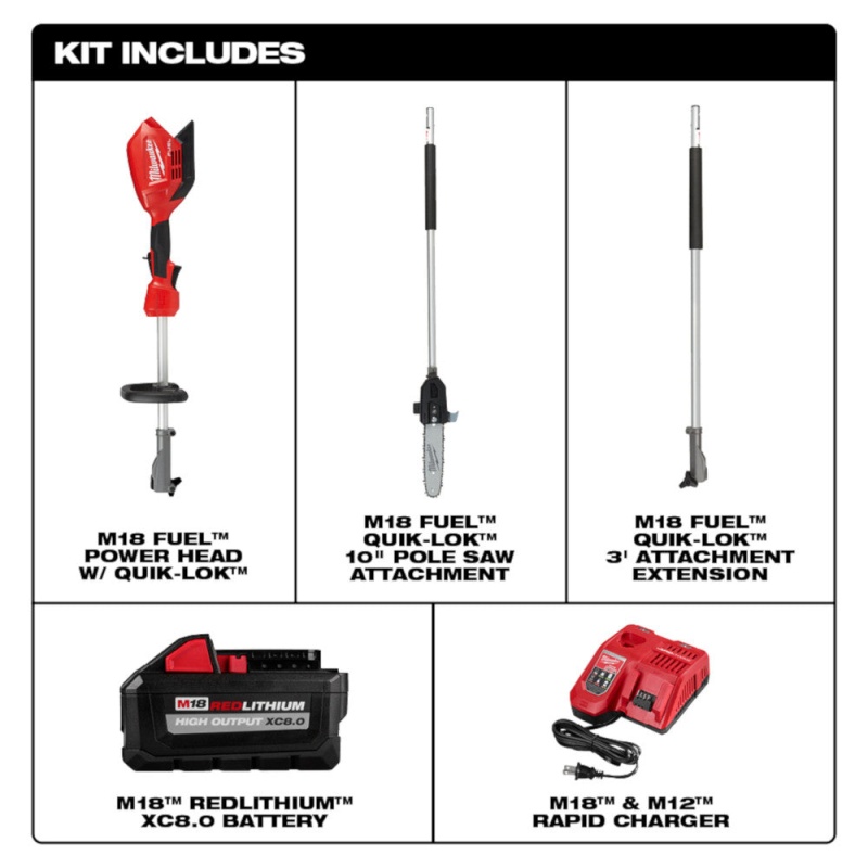 Milwaukee 2825-21PS M18 FUEL 18V 10-Inch QUIK-LOK Cordless Pole Saw Kit - Image 3