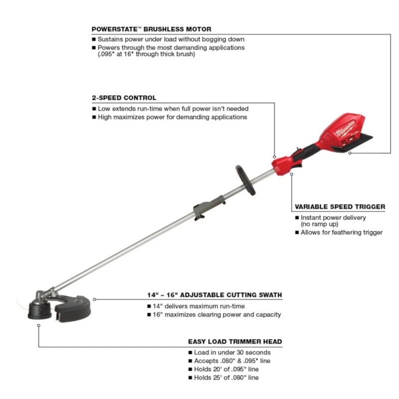 Milwaukee 2825-80ST M18 FUEL 18V 16" QUIK-LOK String Trimmer - Bare Tool - Recon - Image 3