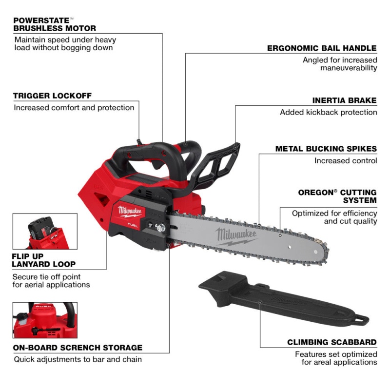 Milwaukee 2826-20T6 M18 FUEL 18V 14" Cordless Top Handle Chainsaw w/ 6AH Battery - Image 5