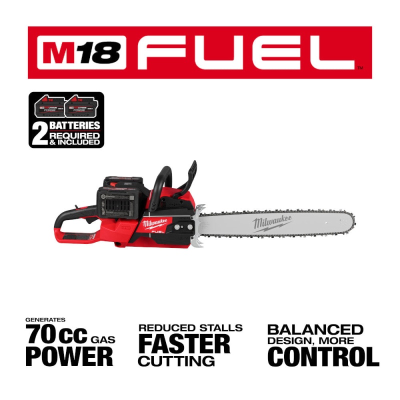 Milwaukee 2827-22 M18 FUEL 18V 20" Dual Battery Chainsaw Kit - Image 10