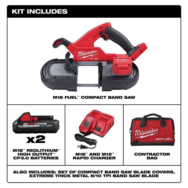 Milwaukee 2829-22 M18 FUEL 18V Lightweight Balanced Compact Band Saw Kit - Image 2