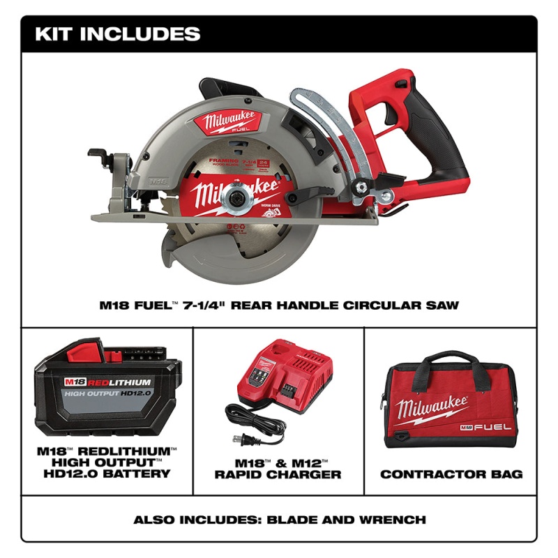 Milwaukee 2830-21HD M18 FUEL 18V 7-1/4 Inch Rear Handle Circular Saw Kit - Image 2