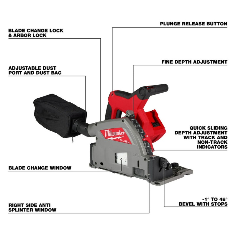 Milwaukee 2831-20PO M18 FUEL 18V Track Saw w/ Track/Blade/Packout - Bare Tool - Image 6