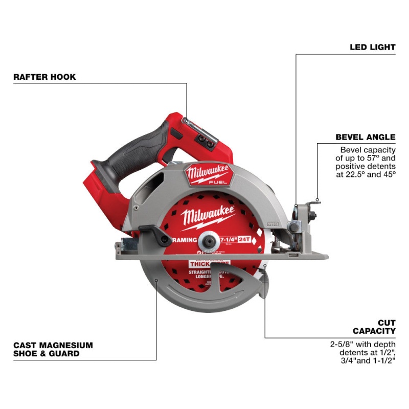 Milwaukee 2834-20TK M18 FUEL 18V 7-1/4" Circular Saw w/ Thick Kerf blade - Image 3