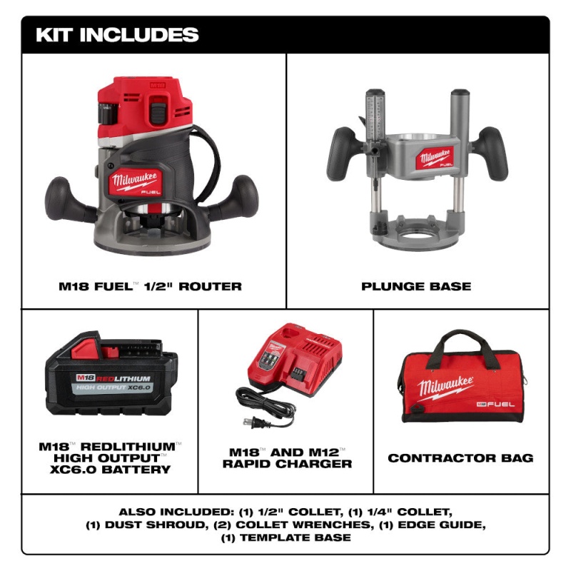 Milwaukee 2838-21 M18 FUEL 18V 1/2" Cordless Lithium-Ion Router Kit - Image 2