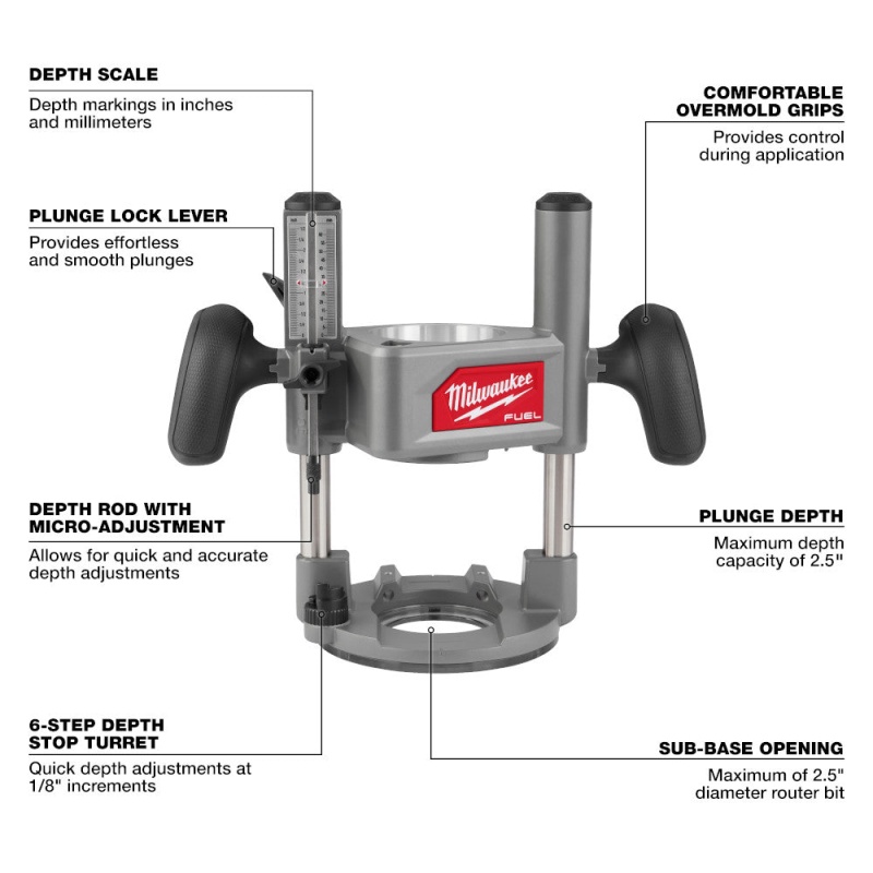 Milwaukee 2838-21 M18 FUEL 18V 1/2" Cordless Lithium-Ion Router Kit - Image 5