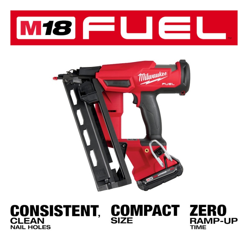 Milwaukee 2841-21CT M18 FUEL 18V 16 Guage Cordless Angled Finish Nailer Kit - Image 4