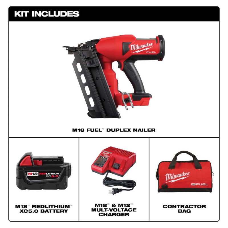 Milwaukee 2844-21 M18 FUEL 18V Cordless Li-Ion Duplex Nailer Kit - Image 3