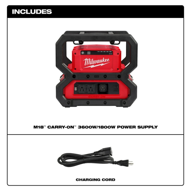 Milwaukee 2845-20 M18 18V CARRY-ON 3600W/1800W Power Supply - Bare Tool - Image 2