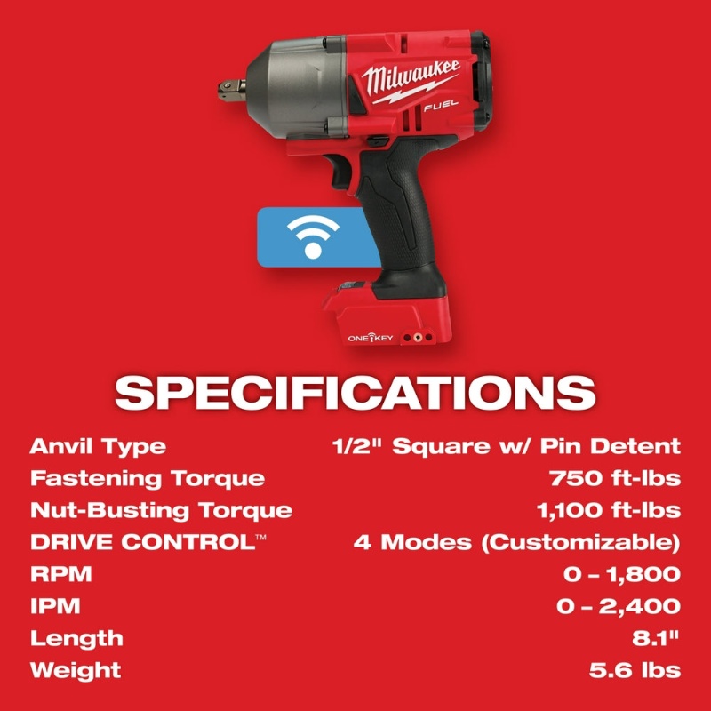 Milwaukee 2862-22R M18 FUEL 18V 1/2" High Torque Impact Wrench Pin Detent Kit - Image 8