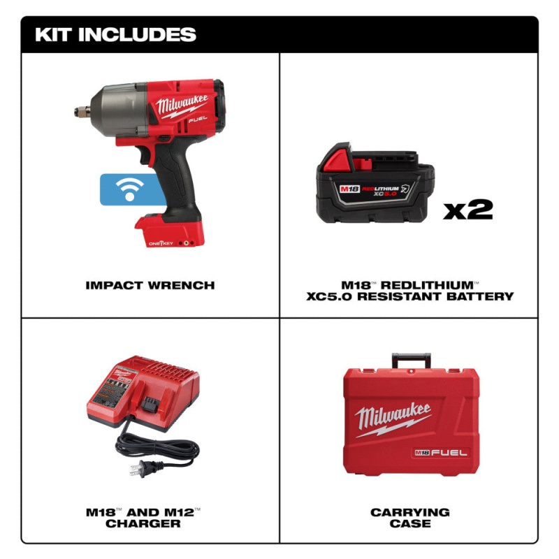 Milwaukee 2863-22R M18 FUEL 18V ONE-KEY 1/2" Impact Wrench Friction Ring Kit - Image 2