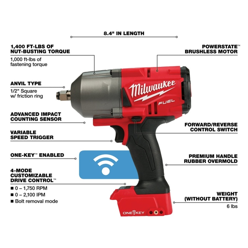 Milwaukee 2863-80 M18 18V 1/2" High Torque Impact Wrench - Reconditioned - Image 4