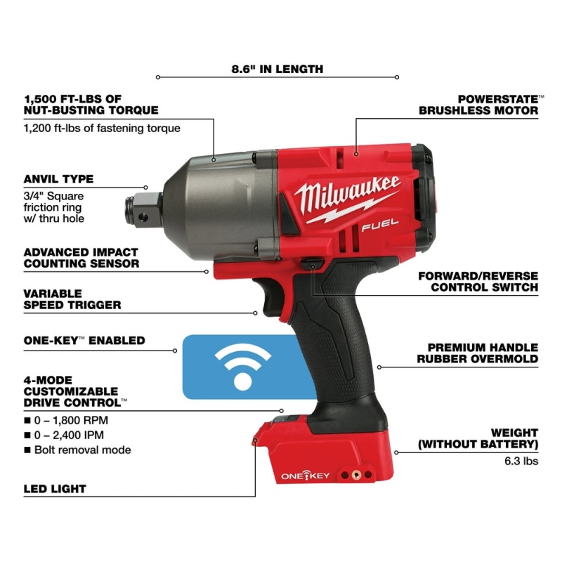 Milwaukee 2864-20 M18 FUEL 18V 3/4-Inch Friction Ring Impact Wrench - Bare Tool - Image 4