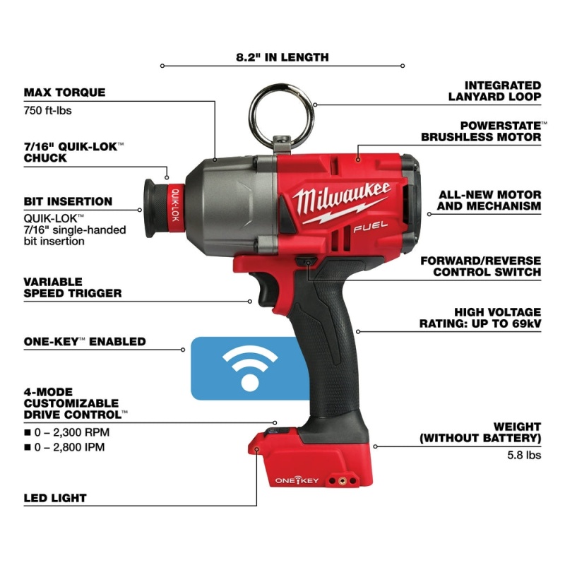 Milwaukee 2865-20 M18 FUEL 18 Volt 7/16 Inch Hex Utility Impact Wrench-Bare Tool - Image 4