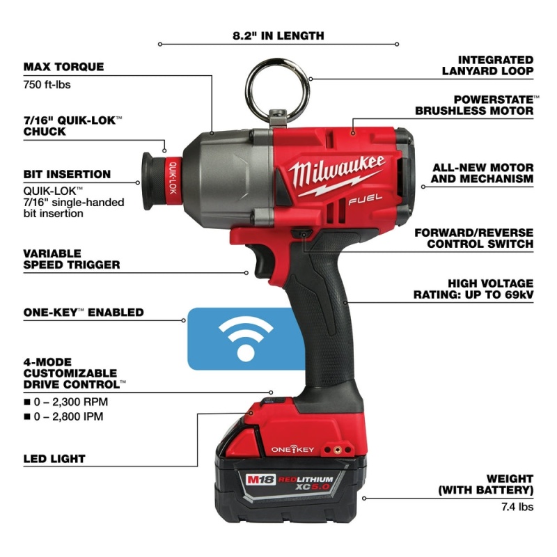 Milwaukee 2865-22 M18 FUEL 18 Volt 7/16 Inch Hex Utility Impact Wrench Kit - Image 4