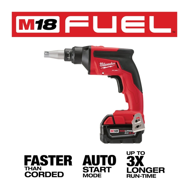 Milwaukee 2866-22 M18 FUEL 18V 5.0Ah Auto Start Drywall Screw Gun Kit - Image 3