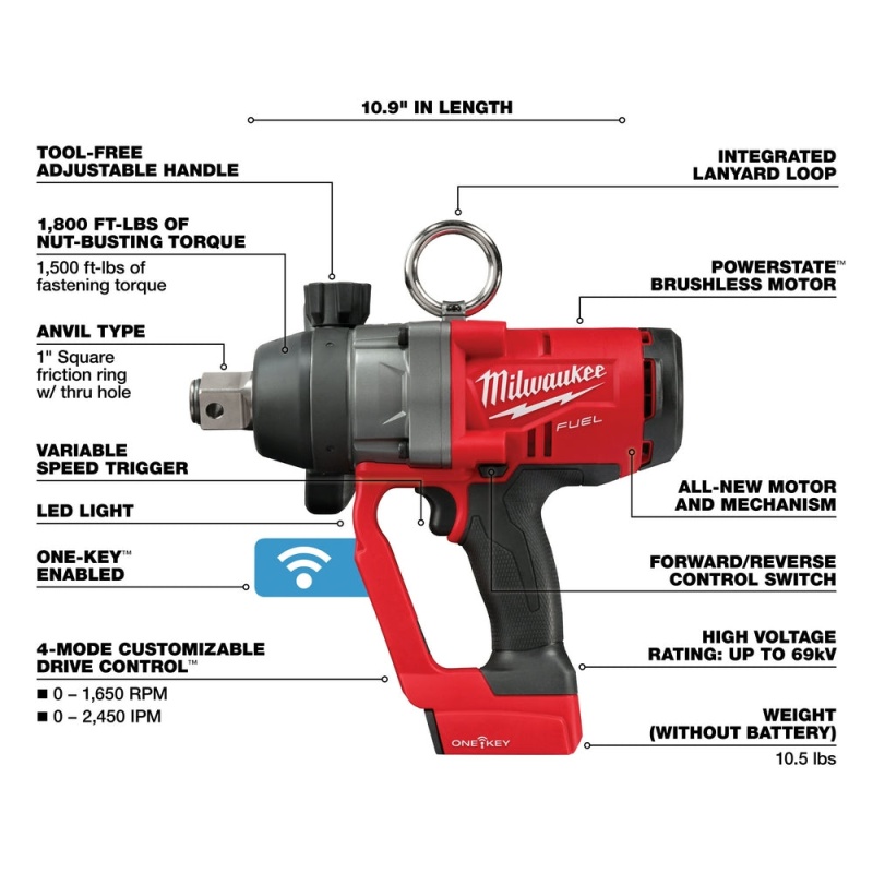 Milwaukee 2867-20 M18 FUEL 18V 1 Inch High Torque Impact Wrench - Bare Tool - Image 4