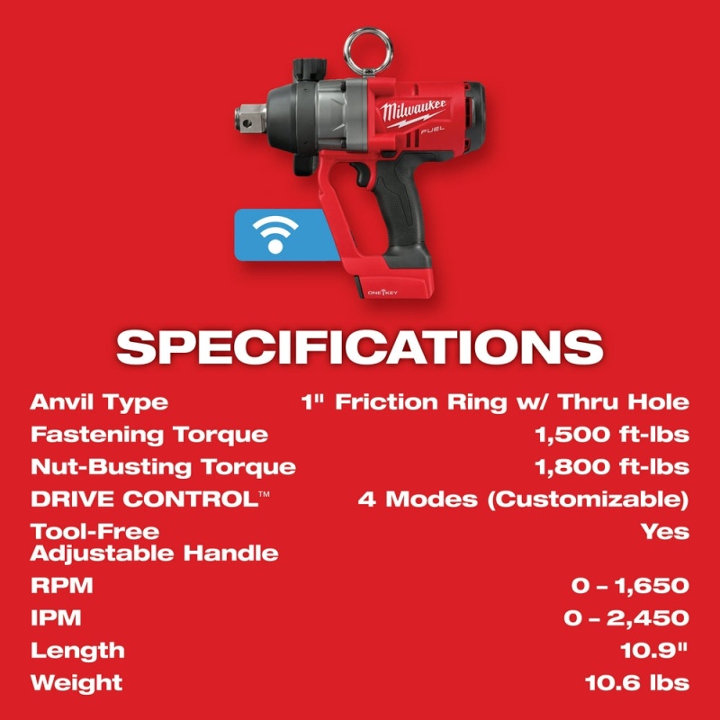 Milwaukee 2867-20 M18 FUEL 18V 1 Inch High Torque Impact Wrench - Bare Tool - Image 8